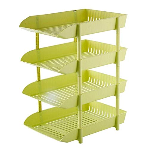 PMFNVXUW 4 Tier - Plastic Desk Letter Organizer Trays, Stackable Desktop Document Paper Storage, Front Load File Holder