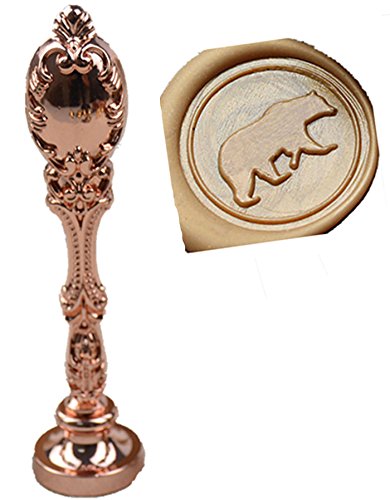 MNYR Bear Bronze Wax Seal Sealing Stamp Wedding Invitations Vintage Metal Peacock Handle Wax Sticks Candles Melting Spoon Gift Wood Box Set