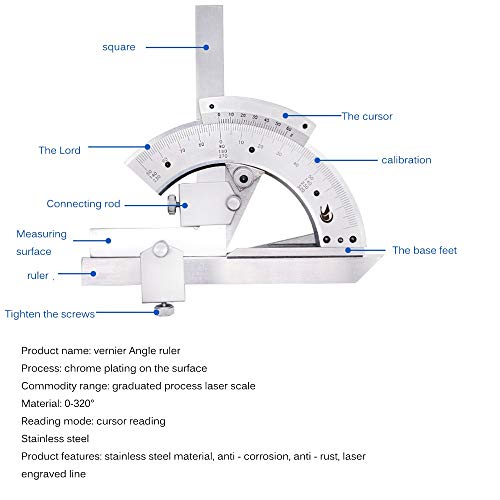 TEOYETTSF Removable Angle Gauge Universal Bevel Protractor Precision Angle Measuring Finder Ruler Tool Inner Outer Parts Measuring Tools