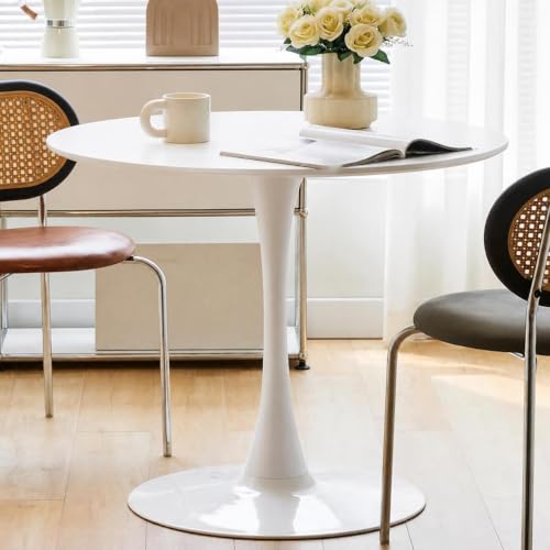 RIXNOMA Round Conference Table with Wooden Base, Modern Compact Office Table for Small Meeting Rooms, Business Meetings, and Office Conference Rooms