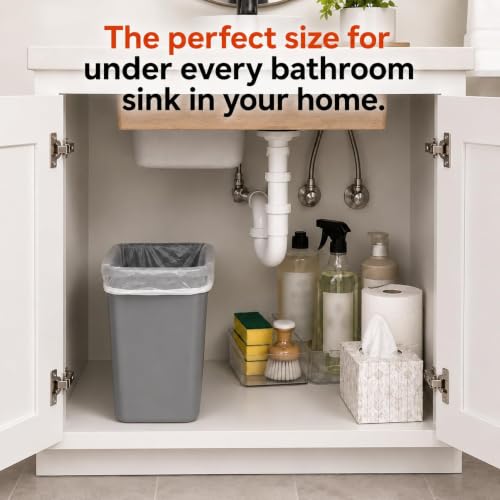 7 Gallon Gray Recycling Wastebasket Under Desk Plastic Trash Can | 10 PACK