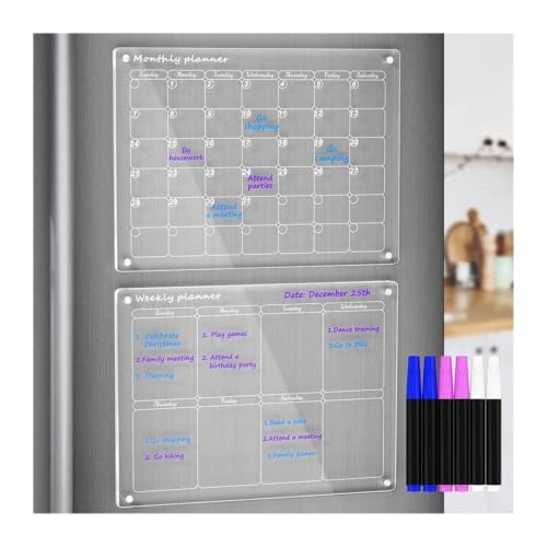 Dry Erase Calendar Magnetic Calendar Fridge Board Planner(Weekly Plan)
