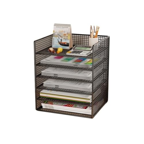 Desk File Organizer, Wiremesh 6 Tier Letter Tray Document Storage A4 Filing Paper Organiser Desk Tidy