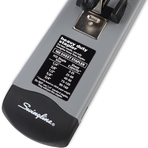 Swingline Heavy Duty Stapler, 160 Sheet Capacity, Jam Free, Metal, Black and Gray (39005)