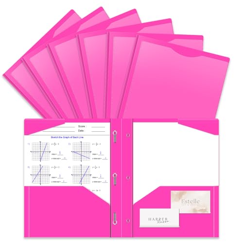 BAOFALI 60 Pack A4 Pocket Plastic Folder 2 Pockets and 3 Prongs 2 Card Slots, Durable, Tear-Resistant Heavy Duty Pocket Folders with Prongs, Colored Prong Folders for Schoolwork & Officer