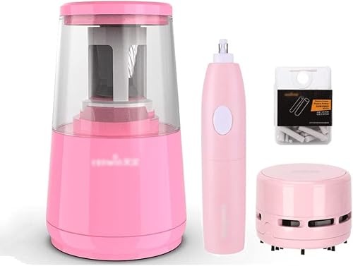 TIANYIA Art Shavings Tray Small Portable Pencil Sharpener Electric Automatic Pencil Sharpener Multi-Function Three-Piece Stationery Set Stationery