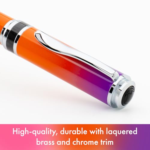 Monteverde USA Innova Ombre Fusion Harmony (Purple/Orange/Pink Gradient Finish) Fountain Pen - Broad Nib, Refillable, Gift Case, Luxury Pen