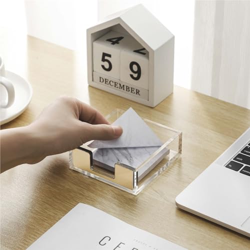 Xuanqiu Rose Gold Acrylic Memo Holder Paperclip Organizer Desk Accessory
