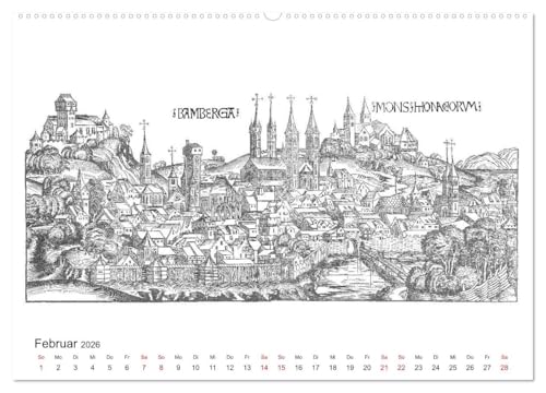 Schedelsche Weltchronik Deutsche Städte 1493 (High-Quality Premium Wall Calendar 2026 DIN A2 Landscape), Art Print in High Gloss: Germany in the Outgoing Middle Ages