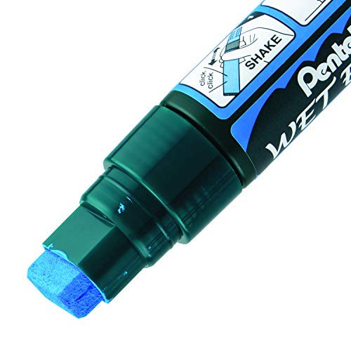Pentel Arts Wet Erase Chalk Marker, Jumbo Tip, Blue Ink, Box of 12 (SMW56-C)