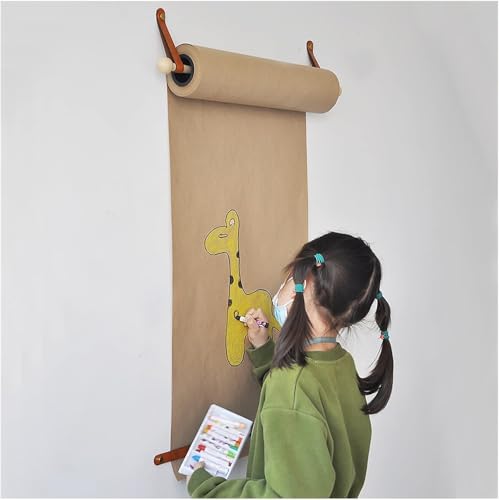 ZOCWJK Kraft Paper Roll Display Kraft Paper Roll Holder, Office Working Notes Paper Roll Dispenser - Wall Mounted, 45/64 cm Wide Kraft Paper for Office Coffee Shop,Kraft Paper Width: 64cm/25.1in