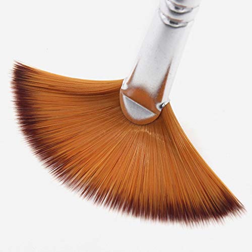 HBJWOV 5Pcs/Set Nylon Hair Wooden Handle Log Color Watercolor Paint Pen Multi Purpose Fan-Shaped Oil Painting Brushes
