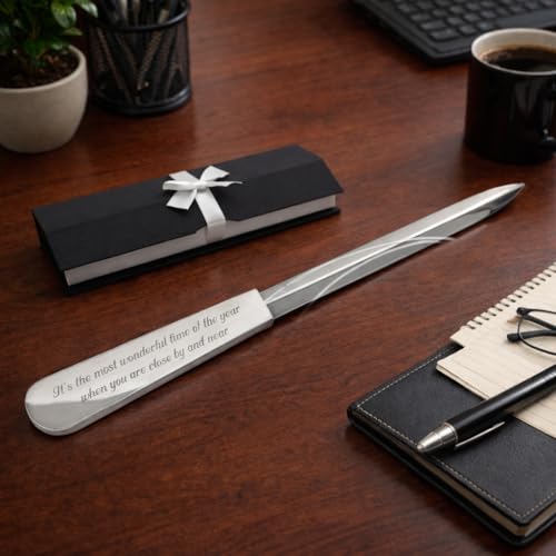Personalized Silver Plated Letter Opener Custom Engraved Free - Personalized Desk Accessory, Custom Gift with Free Engraving- Ships from USA