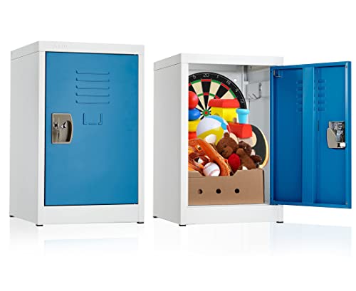 AdirOffice Kids Steel Metal Storage Locker - for Home & School - with Key & Hanging Rods (24 in 1 Door, Blue)