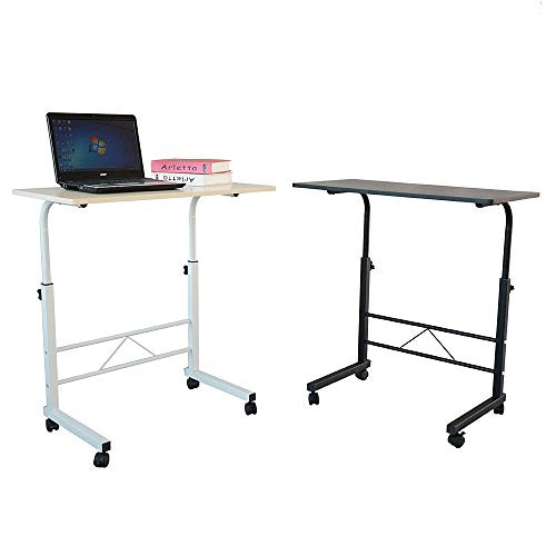 Azadx Side Table, Laptop Stand Adjustable 34.25" Computer Standing Desk Portable Cart Tray Side Table with 4 Wheels for Bed Sofa Hospital Reading Eating (Black)