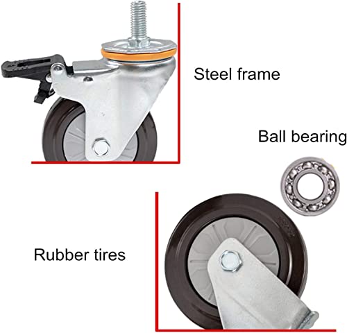 MXXADHPL Office castors 4X Stem Caster Wheels 4 Inch 100mm Rubber Moving Caster Wheels Heavy Duty Swivel Castor for Trolley Furniture,Replacement Wheels,Threaded Rod Height 30mm,Load Capaci