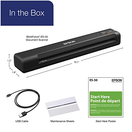 Epson Workforce ES-50 Compact & Lightweight Mobile Document Scanner