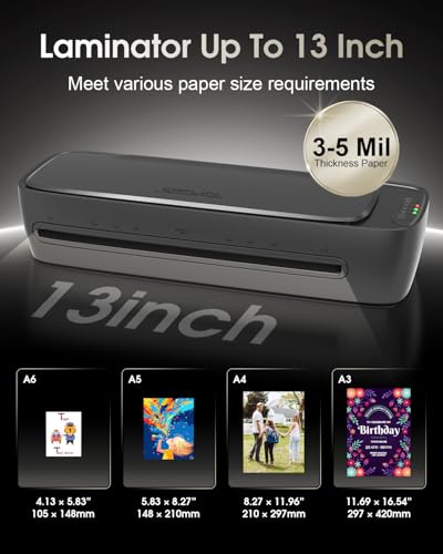 Qfun 11x17 Laminator Machine 13 Inch with 30 Laminating Sheets for Teachers