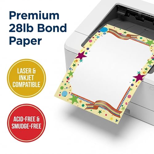 PaperDirect Party Border Paper Variety Pack, 10 Festive Designs, 8.5" x 11" Printable Stationery for Classrooms, Churches, Events, Flyers, Invitations & Holiday Celebrations – 100 Sheets