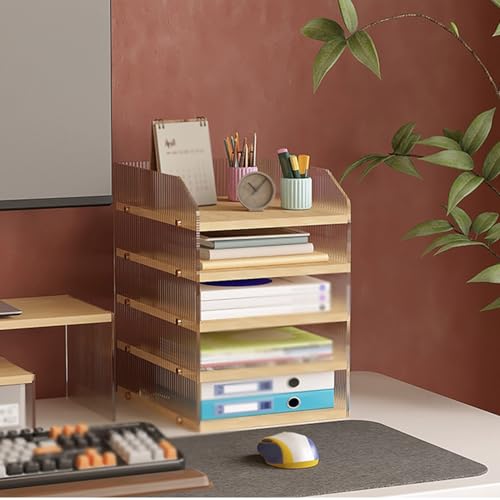 File Classification Organizer, Desktop File Organizer, 3/4/5-Layer Paper Sorter, Desktop Student Bookshelf, Paper Locker for Home, Classroom, Office, School(5tier)