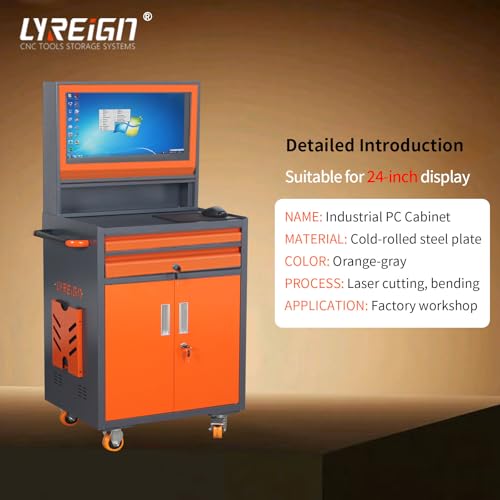 LYREIGN Industrial PC Cabinet, Mobile Security LCD Computer Cabinet Suitable for Workshop Garage Warehouse Factory