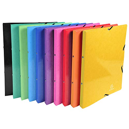 Exacompta - Ref 54829E - Iderama Elasticated Ring Binder - 320 x 250mm in Size, Suitable for A4 Documents, 2 Rings, 20mm Spine, 15mm Rings - Assorted Colours (Pack of 20)