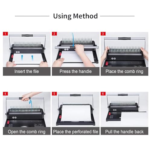 XIVUIFOI Rubber Ring Clamp Binding Machine,21 Hole Comb Binding Machine,12 Sheets Punched Simultaneously,Binding 450 Pages,Adjustable Punch Hole Position Margin