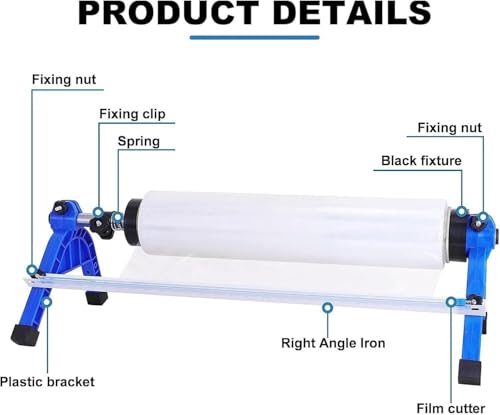 Stretch Film Wrapping Machine, Desktop/Handheld 2-in-1 Stretch Film Dispenser, Maximum Film Width 21.65", Adjustable Tightness, with Anti-Slip Rubber Cover