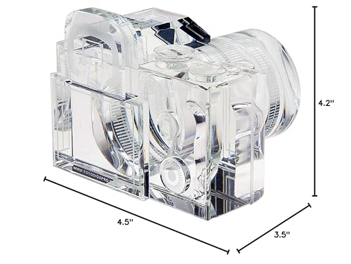 Fotodiox Crystal Camera - 9/10 Sized Replica of an a7 w/ 28-70mm OSS Lens; Paperweight, Book Shelf, Bookends