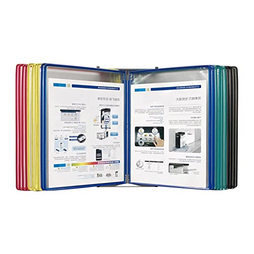 UMJIGF Wall Mount Catalog Display Rack, Wall Mounted Reference System, with 20 Easy-Load Pockets - 40 Sheet Capacity - A4 Letter Size,Multi Coloured