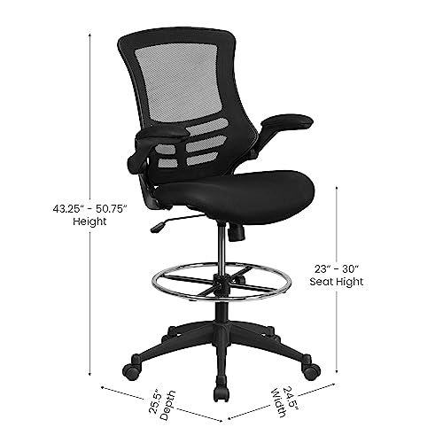 EMMA + OLIVER Mid-Back Black Mesh Ergonomic Office Chair