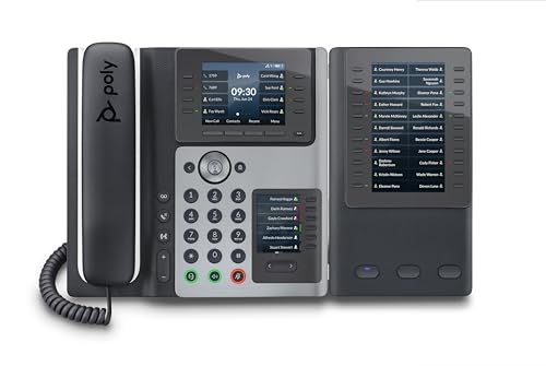 Poly Edge E450 IP Phone - Corded - Corded/Cordless - Bluetooth, NFC, Wi-Fi - 3 Multiple Conferencing - Desktop, Wall Mountable - White, Midnight Blue - VoIP - 3.5" LCD - IEEE 802.11a/b/g/n/ac - 2 x Ne
