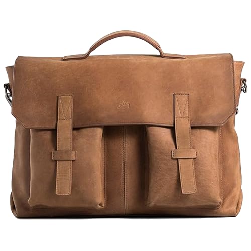 VELEZ Brown Leather Messenger Bag for Men and Women | Handmade Vintage Briefcase for 17 inch Laptop | Crossbody Work Bags