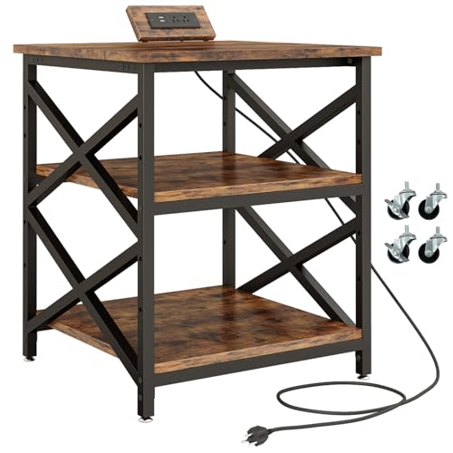 METYERRY 24"x23.6" Large Printer Stand with Power Outlet, 3 Tier Cart