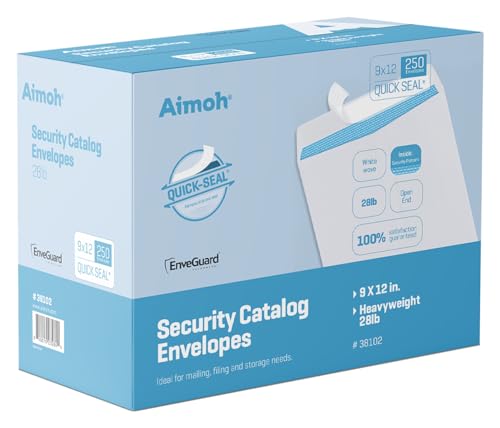 Aimoh 9 x 12 Self-Seal Security White Envelopes 9x12 Large Envelopes 250ct