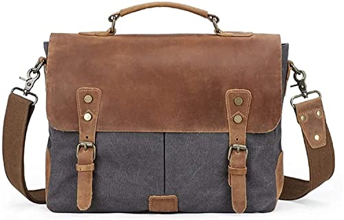 Messenger Bag Mens Messenger Bag Canvas Briefcase Large Satchel Shoulder Bag Rugged Leather Computer Laptop Bag