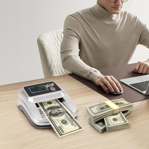 Money Counter Machine with Value Count, Dollar Bill Detector with 5 Anti‑Counterfeit Detection, Compact Currency Counter for Bank Retail Store Shops Restaurants