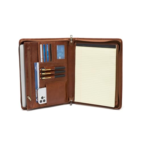 Geslun Leather Portfolio with Handle and Front Pocket, for 8.5 x 11 Notepad