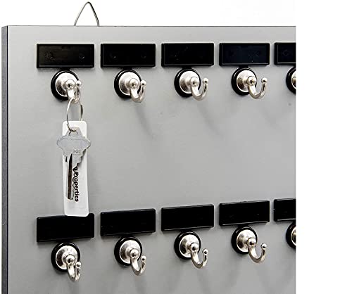 Stand Company Key Rack, Key Holder 55MGN with 55 Bolted Metal Hooks with Extra Space and Customize Nameplate (60 Sets of Tag and Ring Included), Made in USA