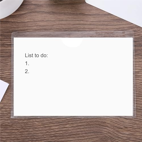 Self-Adhesive Label Holder Pockets 20Pcs Clear PVC Card Sleeves Top Open Index Card Holders