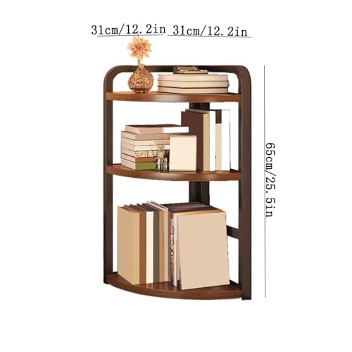 Office Bookshelf Industrial Style Corner Steel Fram Fan-Shaped Artificial Board Bookshelf Storage Rack