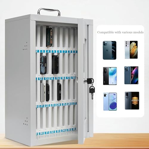CZHIXG Aluminum Alloy Clear Cell Phones Storage Cabinet Pocket Chart Storage Locker Box with Handle for Office Classroom (24 Slots)-1