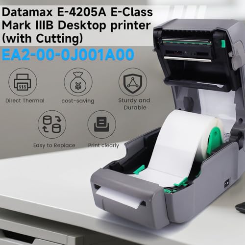 GETPARTS EA2-00-1J005A01 Datamax E-Class E-4205A Mark III Advanced Label Printer Cutter Model 4 IPS Ethernet USB2.0 &Serial Interface+Parallel, No Ribbon Required