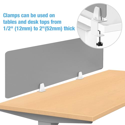 Desk Divider 4 Pcs Desk Privacy Panel 47.2''L x 15.8W'' Office Partitions Grey Acrylic Panel Pack of 4 Desk Divider Partition with Adjustable Universal Base Brand: Yeaborn