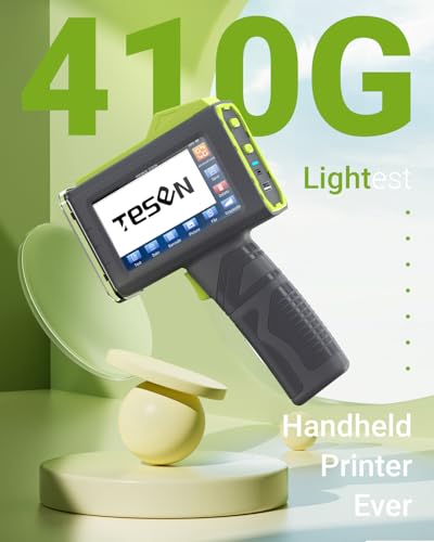 TESEN New Upgrade Handheld Inkjet Printer with 1/2 Inch (12.7mm) Printhead for Date Time Logo Batch Number QR Code Quick Drying Printing on Plastic Wood Carboard Metal Glass and More (Green)