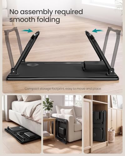 SONGMICS Foldable Lap Desk, Portable Bed Desk Table Tray w/Cup Holder Tray