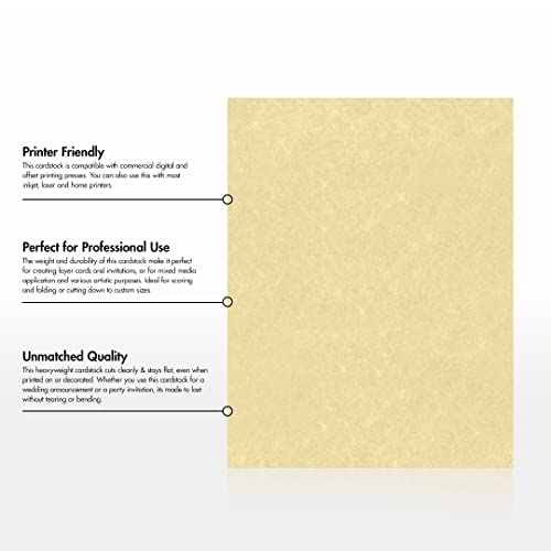 LUXPaper 8.5" x 11" Cardstock | Letter Size | Gold Parchment | 65lb. Cover (120lb. Text) | 500 Qty