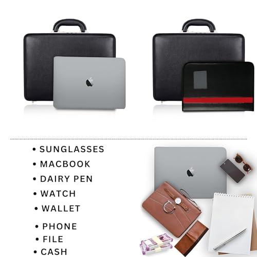 ACEKING Full Grain Leather Briefcase for Men & Women, 18-Inch Expandable Attache Laptop Bag, 3-Digit Italian Combination Lock