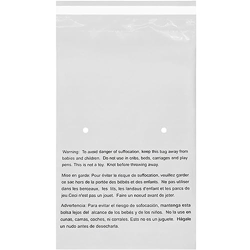 7.5" X 10.5” (1000 Count) Self Seal Clear Poly Bags with Suffocation Warning for Packaging, Shipping, FBA Storage - Permanent Adhesive