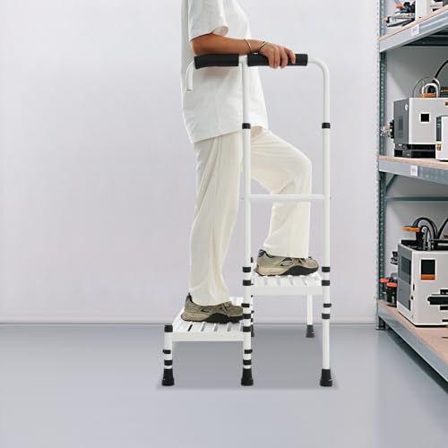 Step Stool with Handle Carbon Steel 2 Step Stool for Seniors Home Kitchen